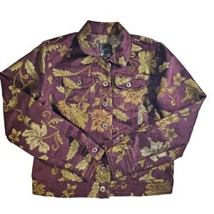 intage Z Cavaricci Baroque Floral Brocade Burgundy Gold Y2K Streetwear 80s‎ 90s"